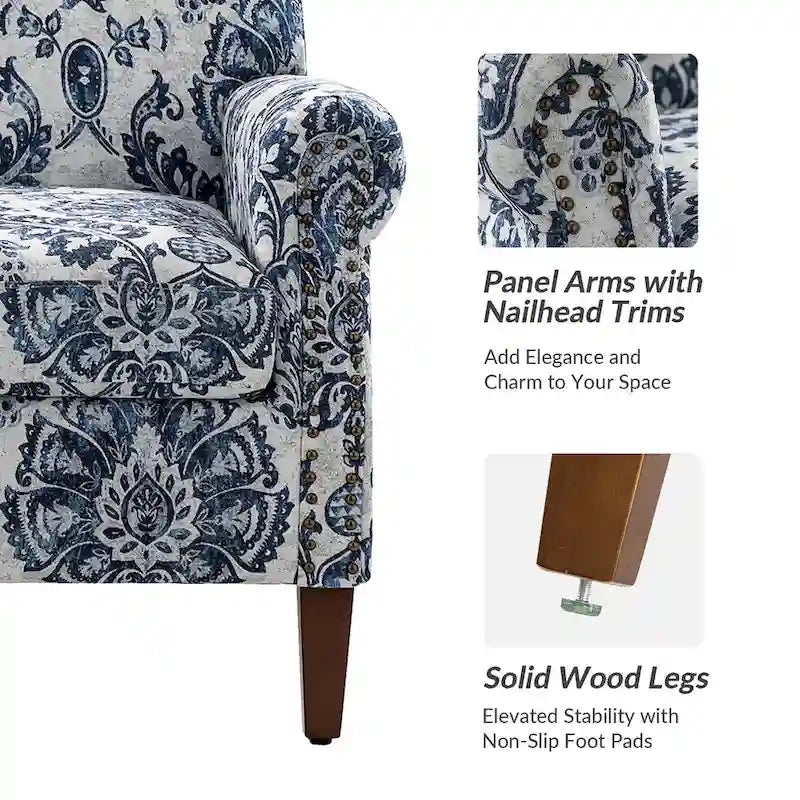 Giampiero Upholstered Wooden Armchair with Nailhead Accents by HULALA HOME 16