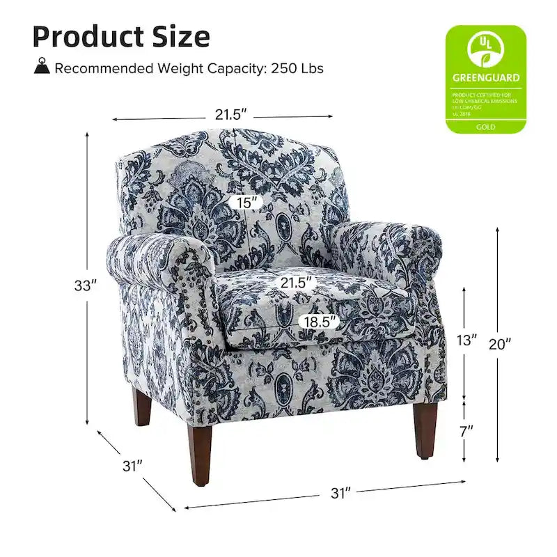 Giampiero Upholstered Wooden Armchair with Nailhead Accents by HULALA HOME 19