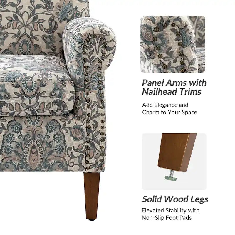 Giampiero Upholstered Wooden Armchair with Nailhead Accents by HULALA HOME 22