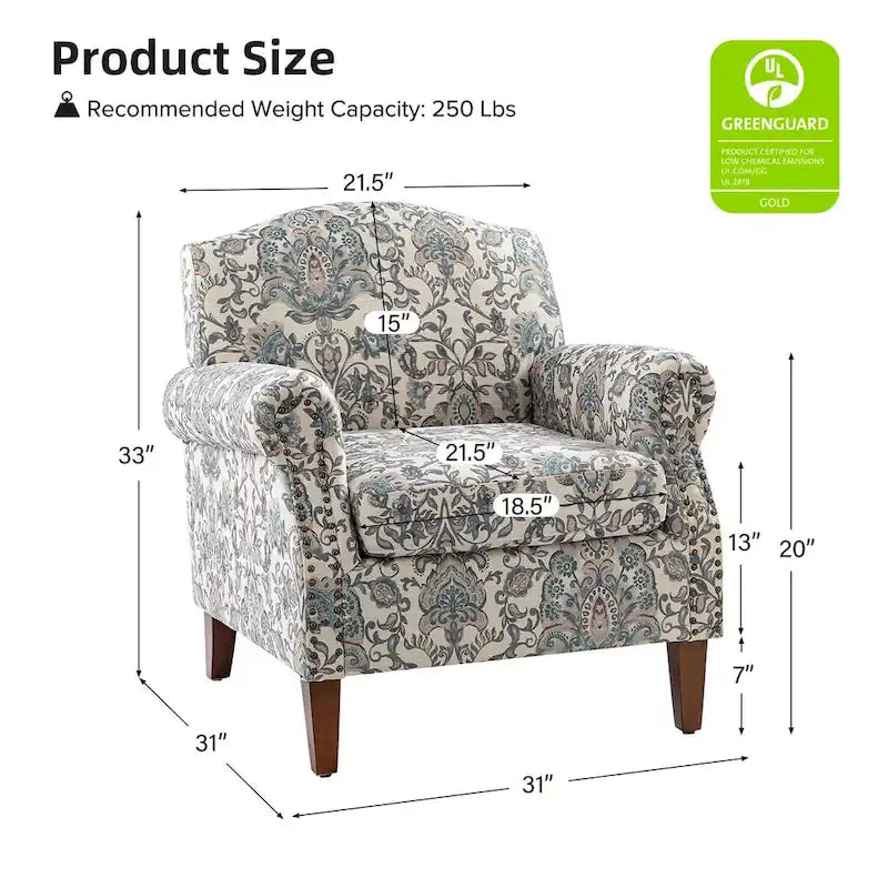 Giampiero Upholstered Wooden Armchair with Nailhead Accents by HULALA HOME 25