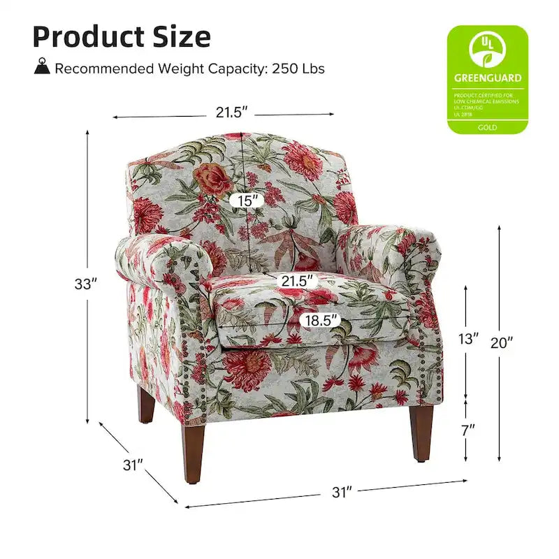 Giampiero Upholstered Wooden Armchair with Nailhead Accents by HULALA HOME 31