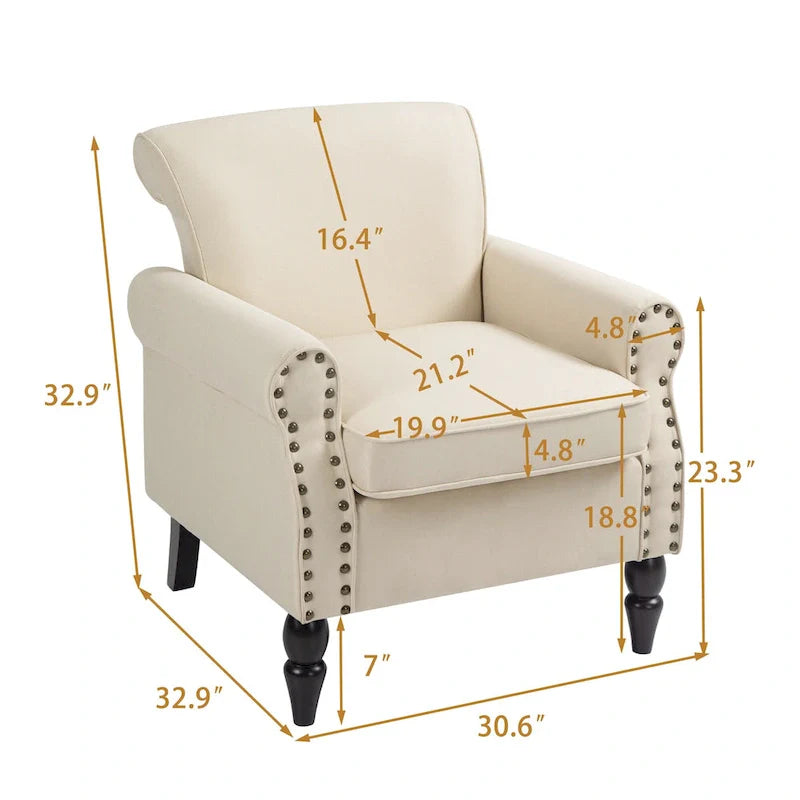Nailhead Trimmed Living Room Armchair - Dimensions: 29.9W x 29.9H x 32.9D 7