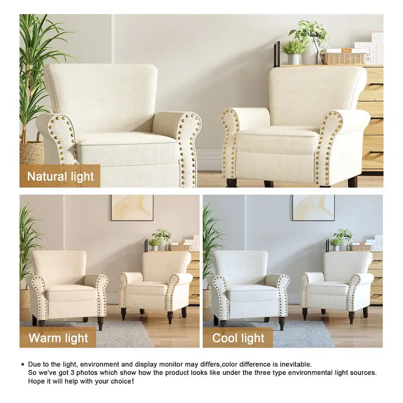 Nailhead Trimmed Living Room Armchair - Dimensions: 29.9W x 29.9H x 32.9D 27
