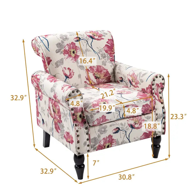 Nailhead Trimmed Living Room Armchair - Dimensions: 29.9W x 29.9H x 32.9D 34