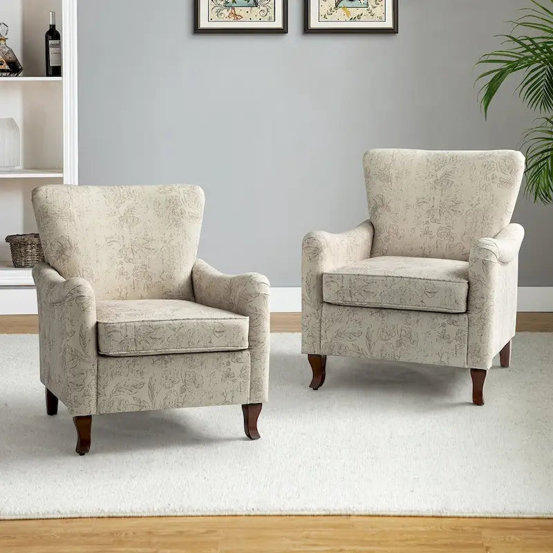 Set of 2 Samouel Contemporary Floral Wingback Armchairs by HULALA HOME 36