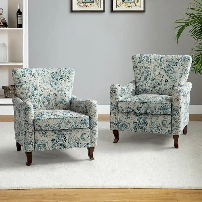 Set of 2 Samouel Contemporary Floral Wingback Armchairs by HULALA HOME 37