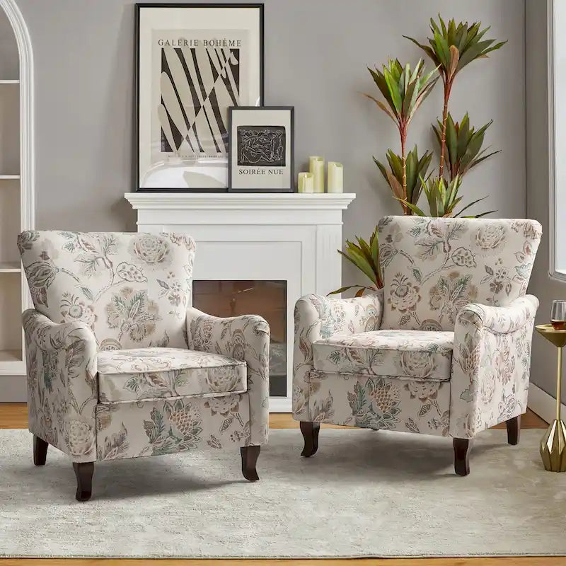 Set of 2 Samouel Contemporary Floral Wingback Armchairs by HULALA HOME 39
