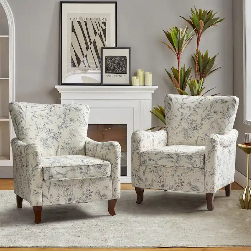 Set of 2 Samouel Contemporary Floral Wingback Armchairs by HULALA HOME 41