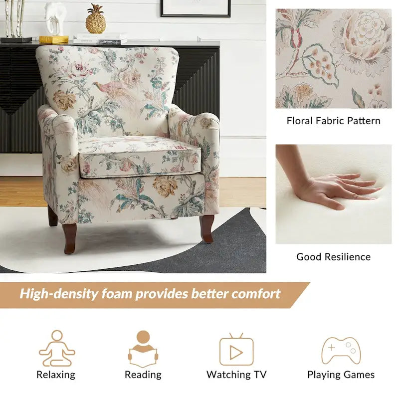 Set of 2 Samouel Contemporary Floral Wingback Armchairs by HULALA HOME 3