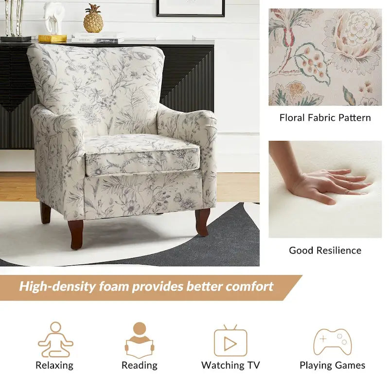 Set of 2 Samouel Contemporary Floral Wingback Armchairs by HULALA HOME 13