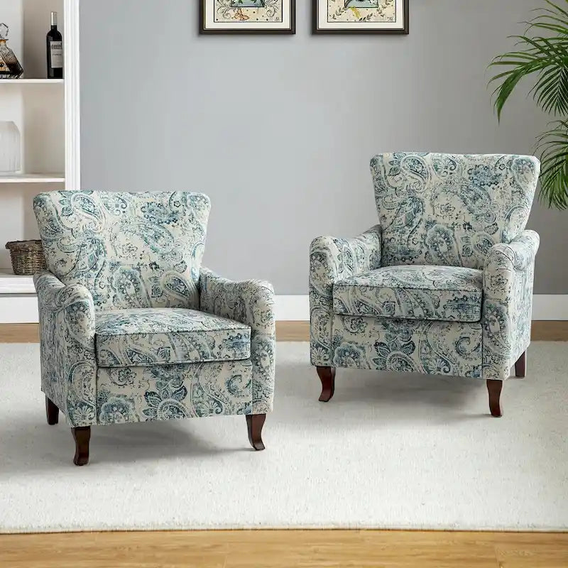 Set of 2 Samouel Contemporary Floral Wingback Armchairs by HULALA HOME 17