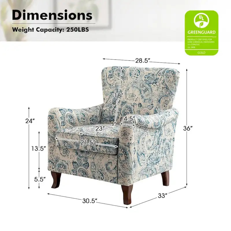 Set of 2 Samouel Contemporary Floral Wingback Armchairs by HULALA HOME 22