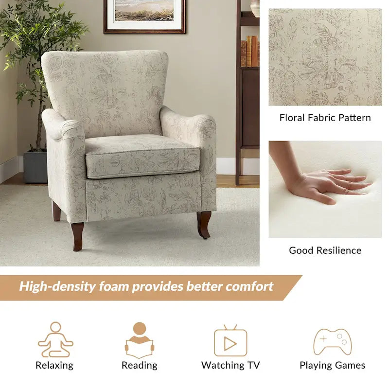 Set of 2 Samouel Contemporary Floral Wingback Armchairs by HULALA HOME 30