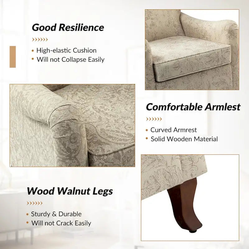 Set of 2 Samouel Contemporary Floral Wingback Armchairs by HULALA HOME 31