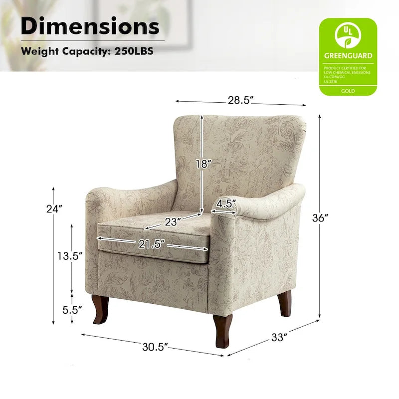 Set of 2 Samouel Contemporary Floral Wingback Armchairs by HULALA HOME 33