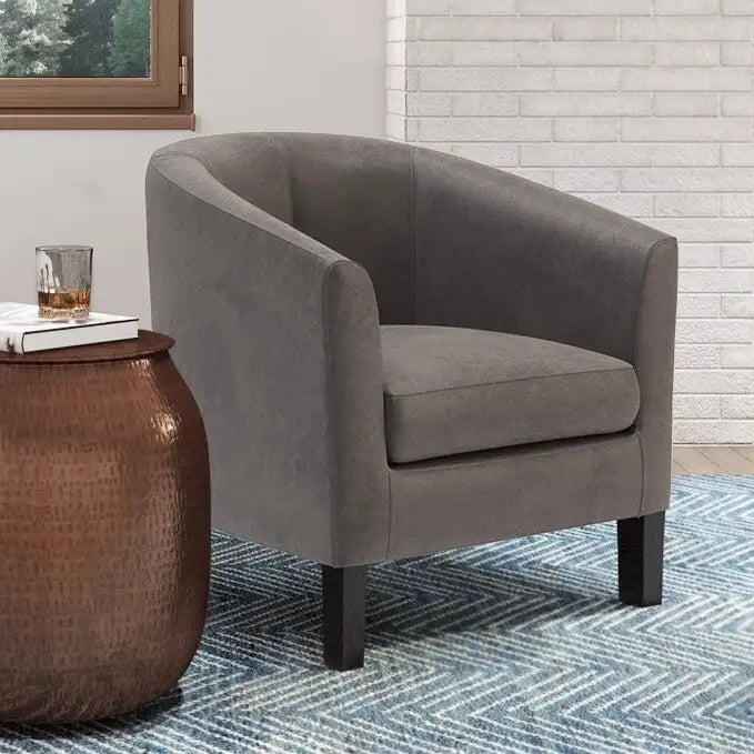 Modern Tub Accent Chair with Upholstered Seat and Wooden Legs 40
