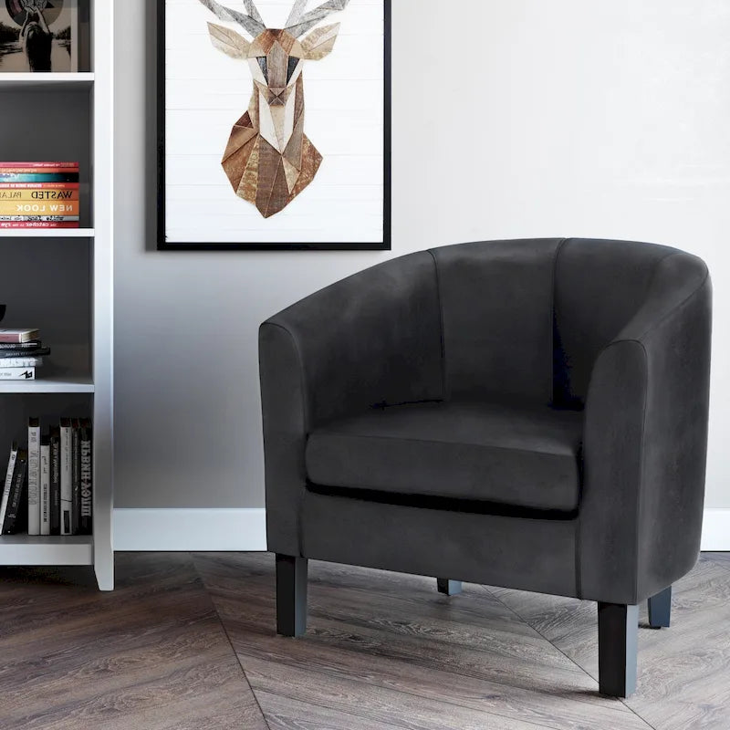Modern Tub Accent Chair with Upholstered Seat and Wooden Legs 42