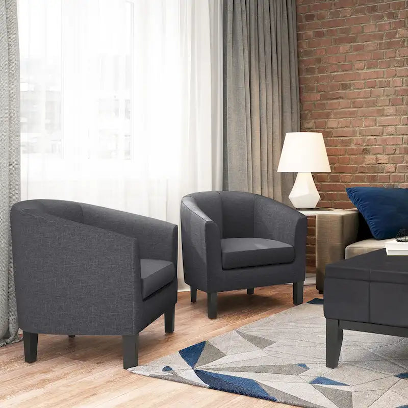Modern Tub Accent Chair with Upholstered Seat and Wooden Legs 43
