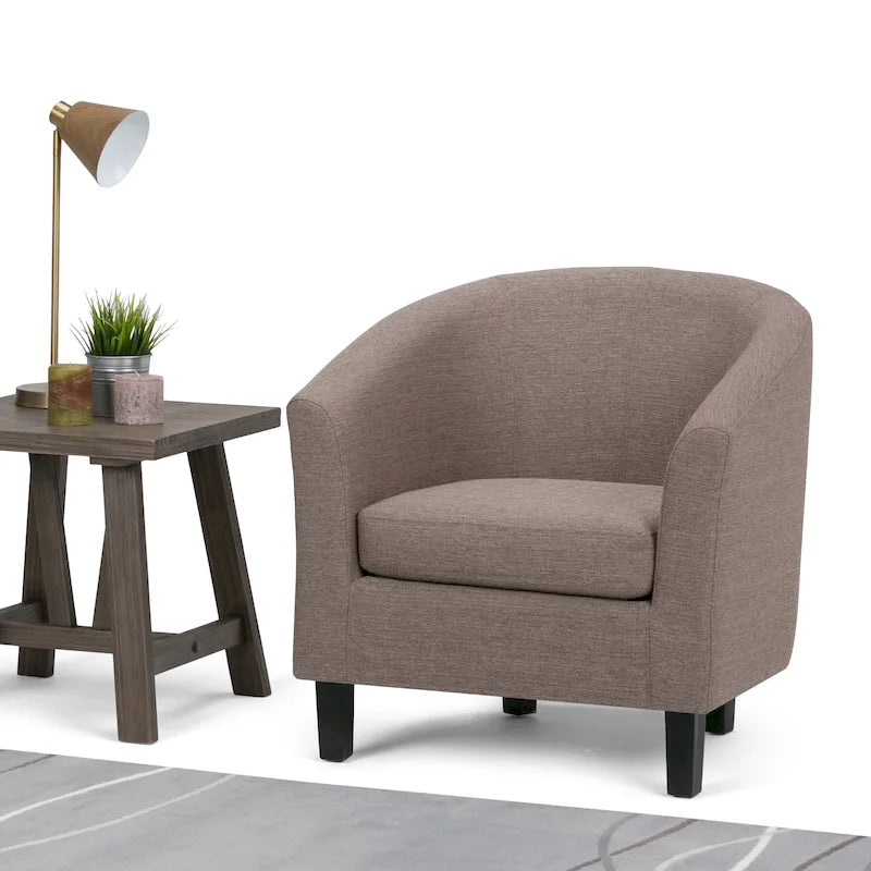 Modern Tub Accent Chair with Upholstered Seat and Wooden Legs 45