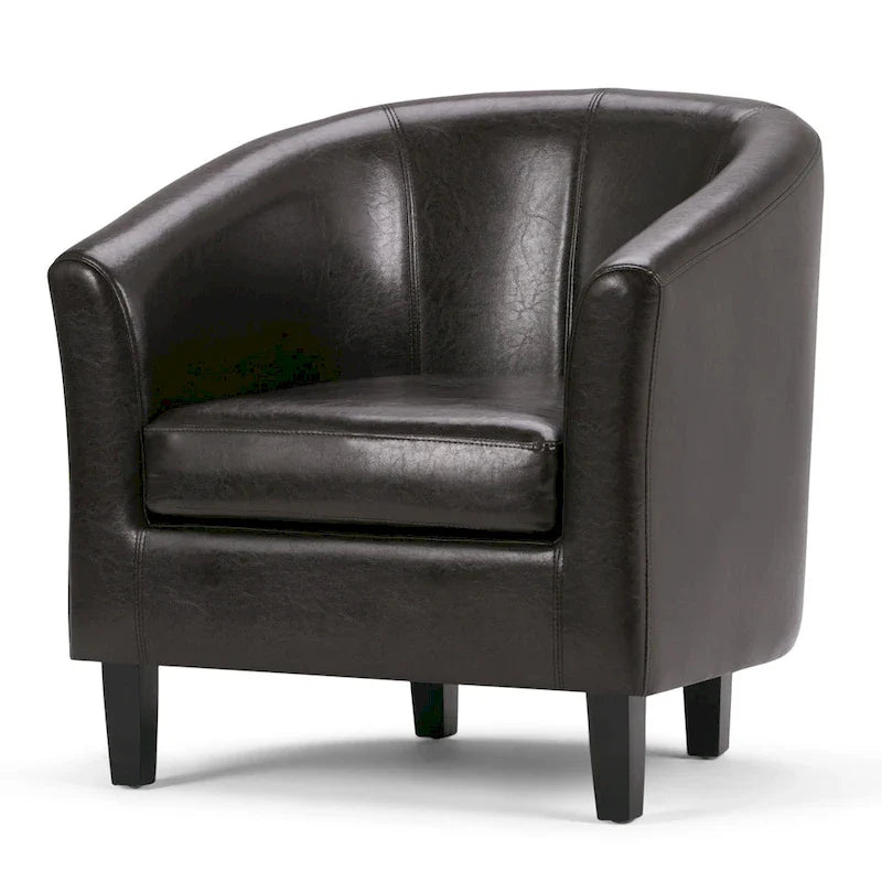Modern Tub Accent Chair with Upholstered Seat and Wooden Legs