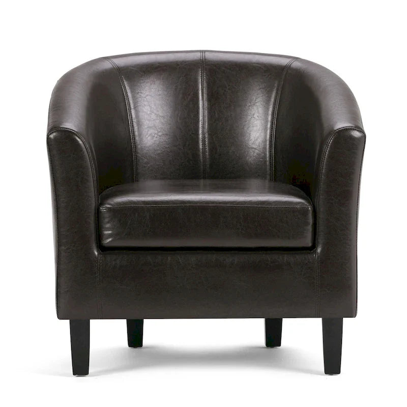 Modern Tub Accent Chair with Upholstered Seat and Wooden Legs 3