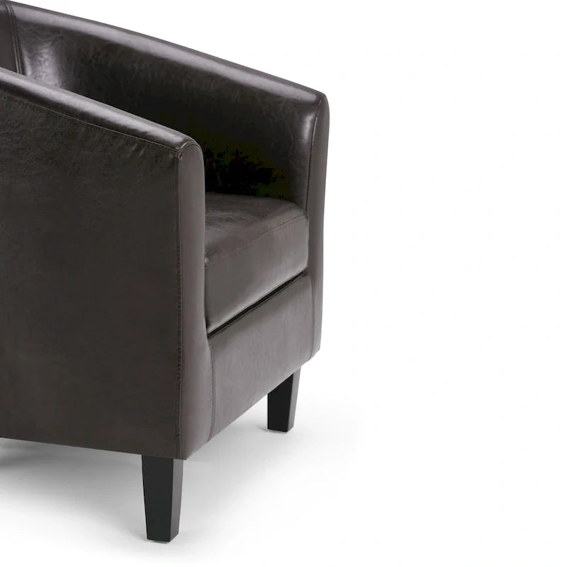 Modern Tub Accent Chair with Upholstered Seat and Wooden Legs 4