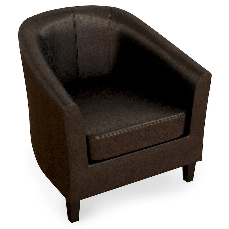 Modern Tub Accent Chair with Upholstered Seat and Wooden Legs 6