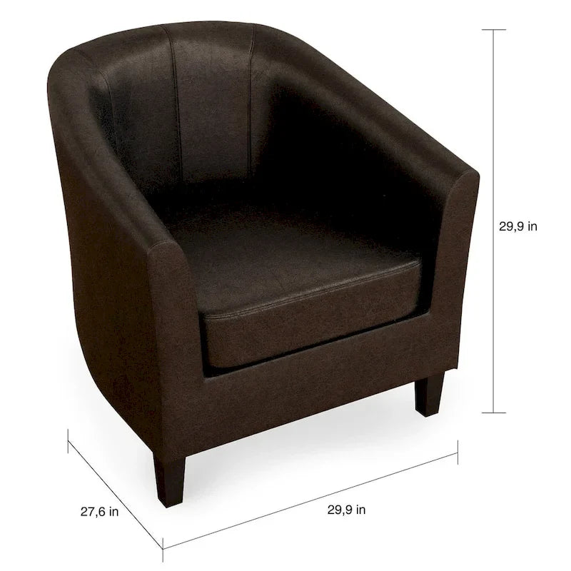 Modern Tub Accent Chair with Upholstered Seat and Wooden Legs 7
