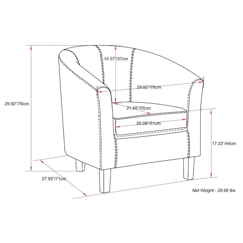 Modern Tub Accent Chair with Upholstered Seat and Wooden Legs 8