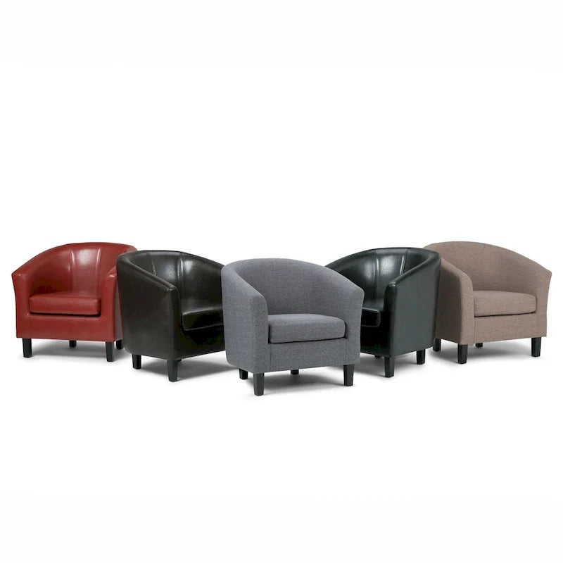 Modern Tub Accent Chair with Upholstered Seat and Wooden Legs 9