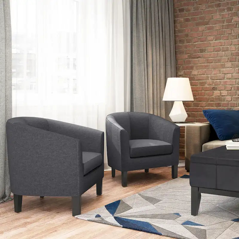 Modern Tub Accent Chair with Upholstered Seat and Wooden Legs 10