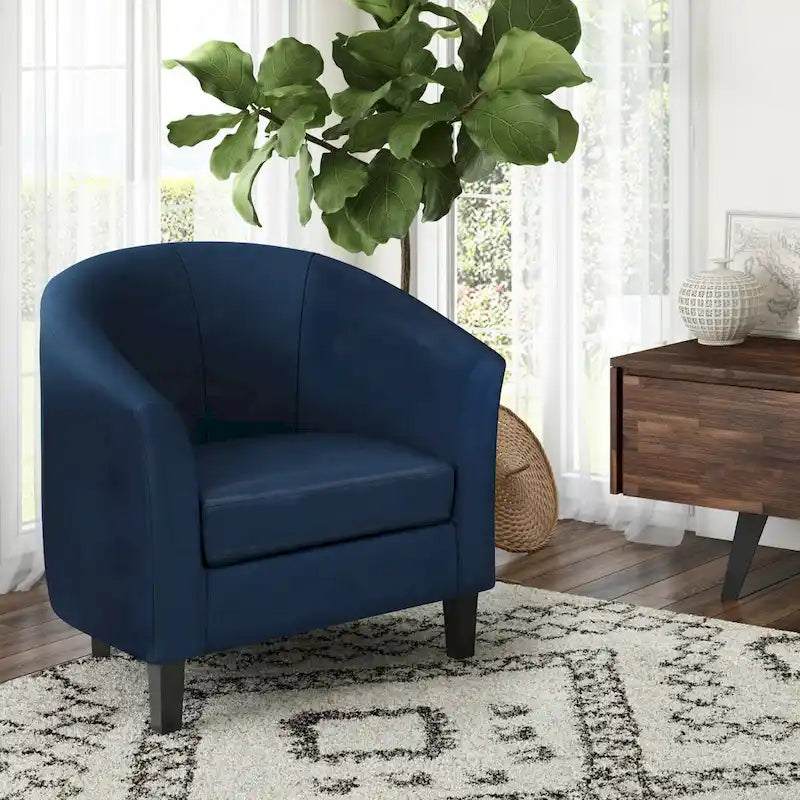 Modern Tub Accent Chair with Upholstered Seat and Wooden Legs 30