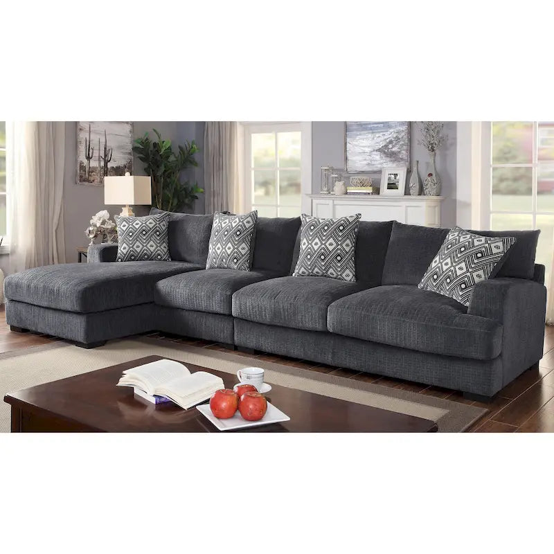 Furniture of America Kintra Modern Chenille Upholstered Large L-Shaped Sectional 13