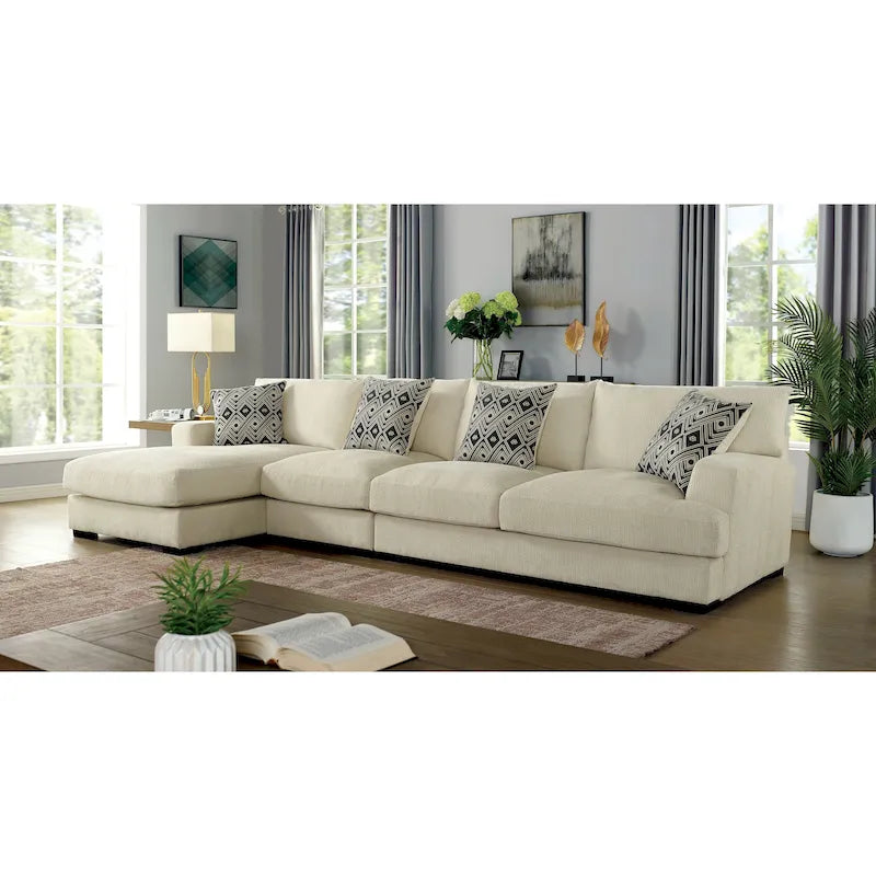 Furniture of America Kintra Modern Chenille Upholstered Large L-Shaped Sectional 14