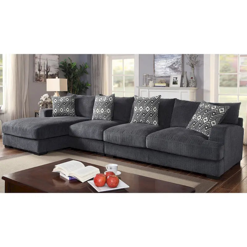 Furniture of America Kintra Modern Chenille Upholstered Large L-Shaped Sectional 1