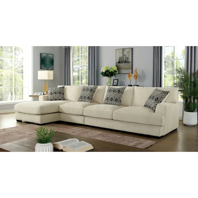 Furniture of America Kintra Modern Chenille Upholstered Large L-Shaped Sectional 2