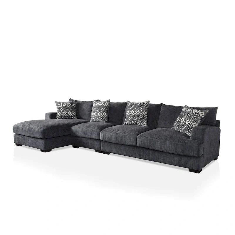 Furniture of America Kintra Modern Chenille Upholstered Large L-Shaped Sectional 3