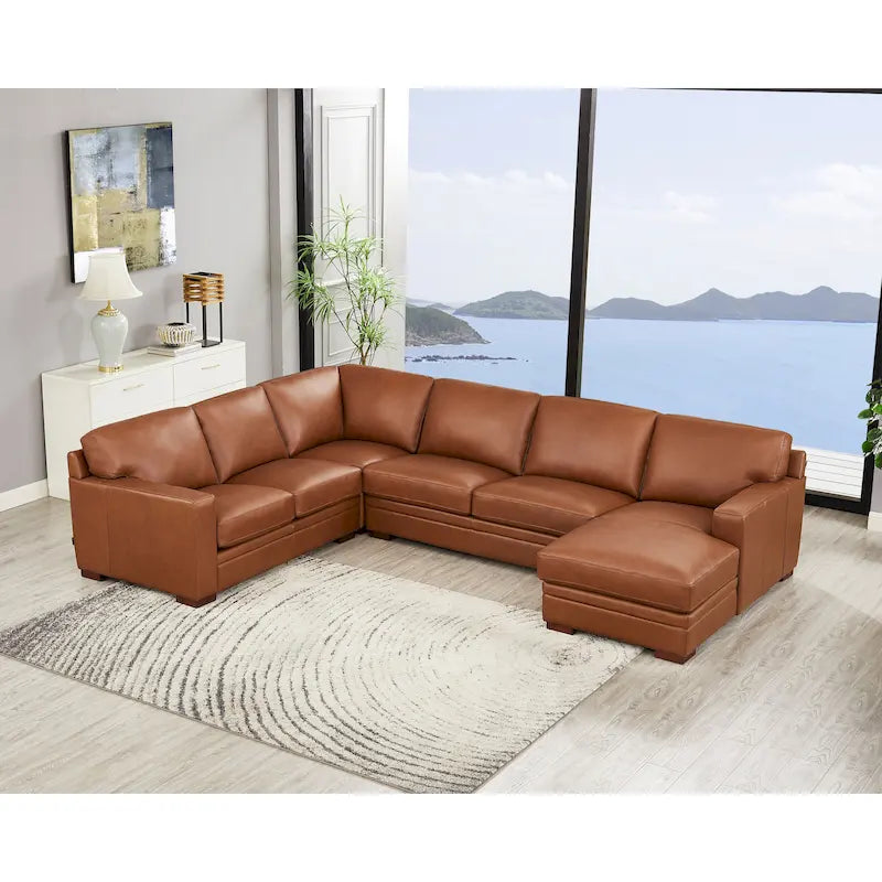 Hydeline Dillon Right-Facing Sectional Sofa with Chaise in Top Grain Leather 19