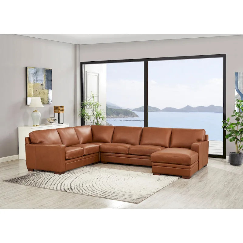 Hydeline Dillon Right-Facing Sectional Sofa with Chaise in Top Grain Leather 1