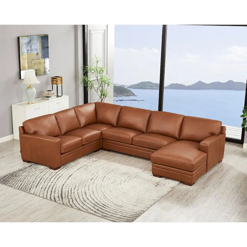 Hydeline Dillon Right-Facing Sectional Sofa with Chaise in Top Grain Leather 4