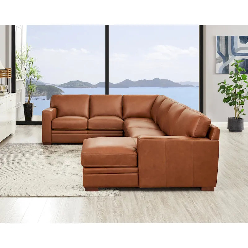 Hydeline Dillon Right-Facing Sectional Sofa with Chaise in Top Grain Leather 5