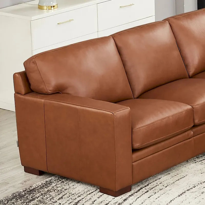 Hydeline Dillon Right-Facing Sectional Sofa with Chaise in Top Grain Leather 10