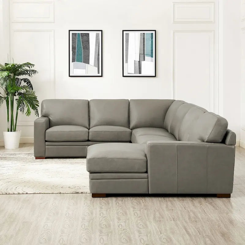 Hydeline Dillon Right-Facing Sectional Sofa with Chaise in Top Grain Leather 12