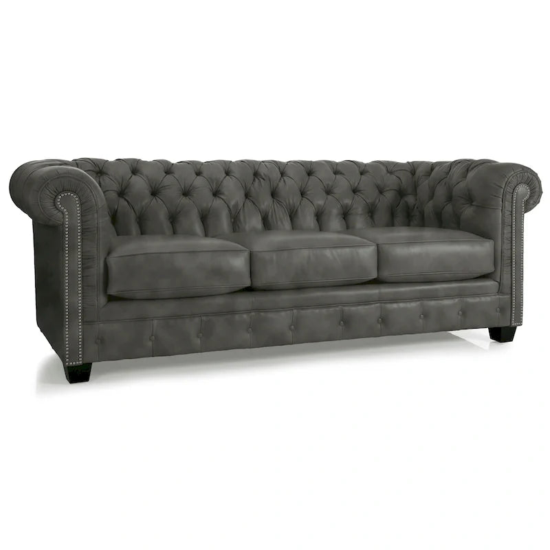 Hancock Tufted Top Grain Italian Leather Chesterfield Sofa - Dimensions: 31" H x 86" W x 40" D 33