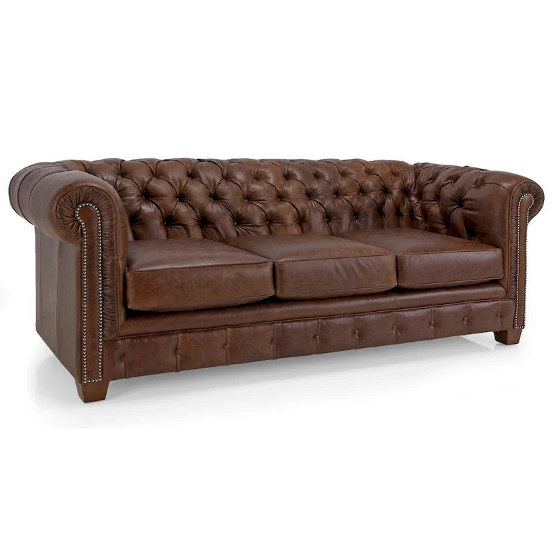 Hancock Tufted Top Grain Italian Leather Chesterfield Sofa - Dimensions: 31" H x 86" W x 40" D 34