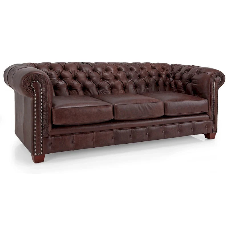 Hancock Tufted Top Grain Italian Leather Chesterfield Sofa - Dimensions: 31" H x 86" W x 40" D 35