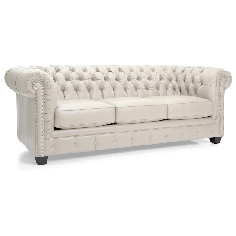 Hancock Tufted Top Grain Italian Leather Chesterfield Sofa - Dimensions: 31" H x 86" W x 40" D 36