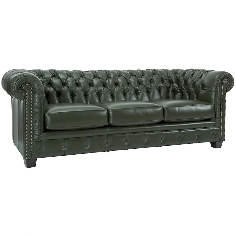Hancock Tufted Top Grain Italian Leather Chesterfield Sofa - Dimensions: 31" H x 86" W x 40" D 37
