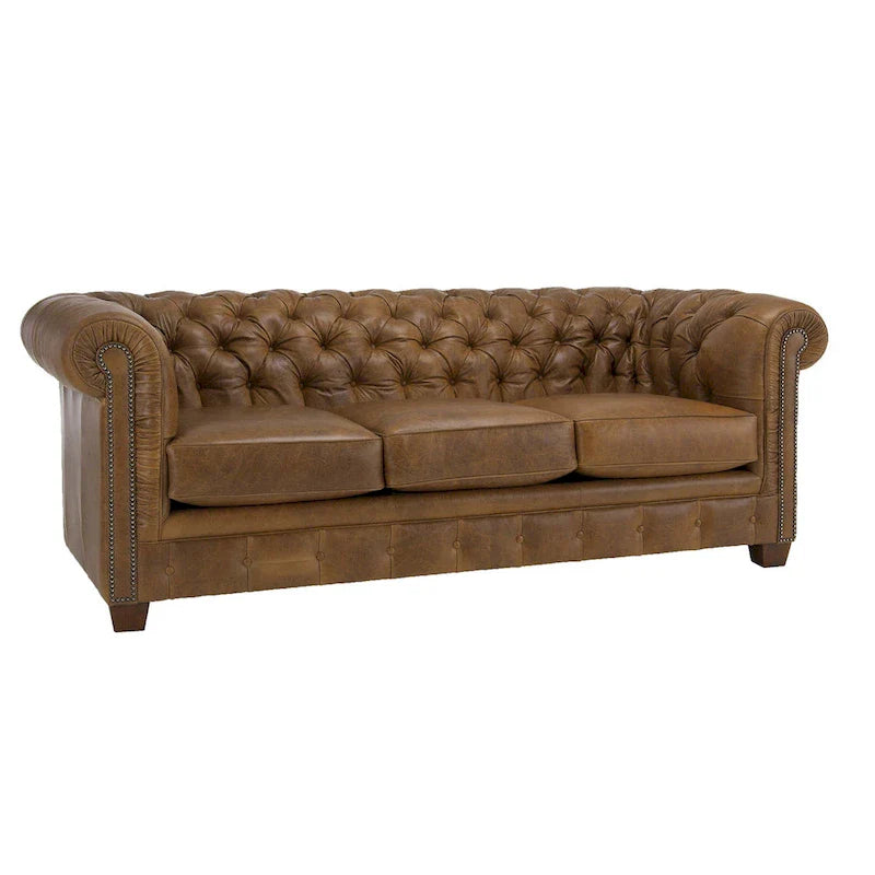 Hancock Tufted Top Grain Italian Leather Chesterfield Sofa - Dimensions: 31" H x 86" W x 40" D 3