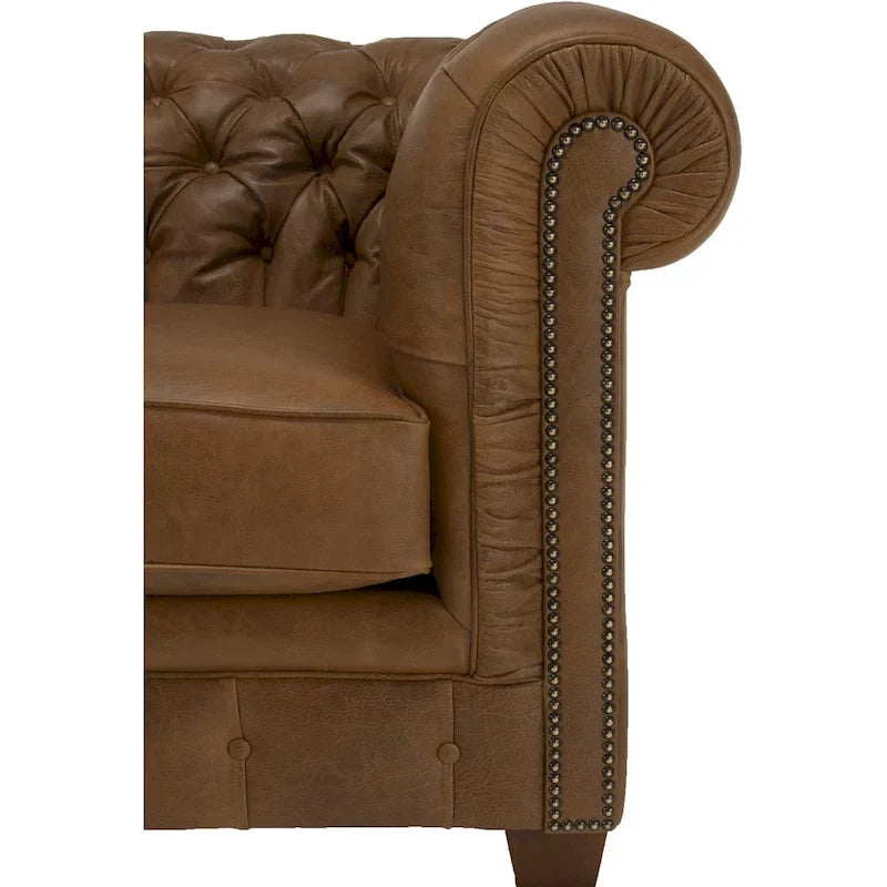Hancock Tufted Top Grain Italian Leather Chesterfield Sofa - Dimensions: 31" H x 86" W x 40" D 4